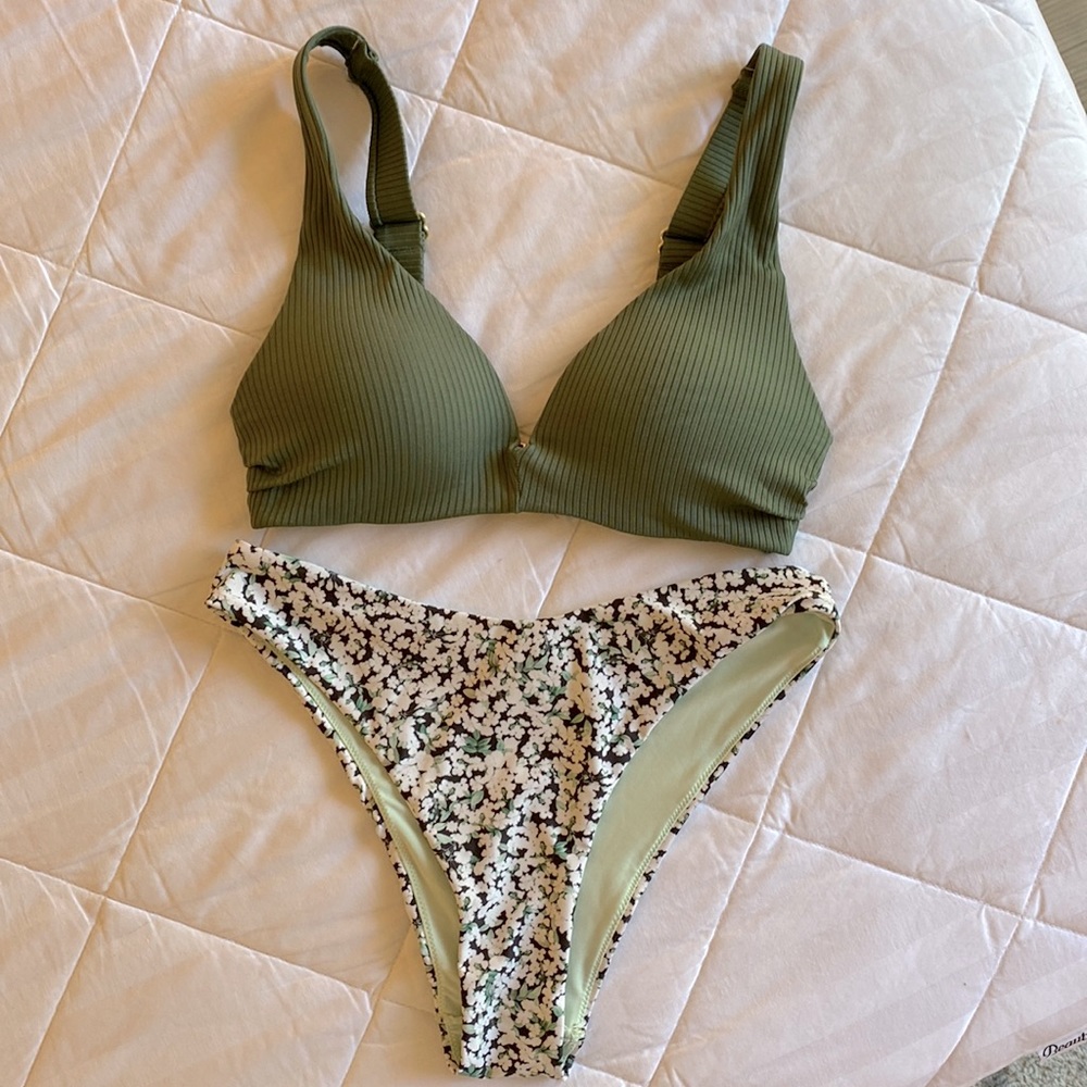 H&M Olive Floral Bikini